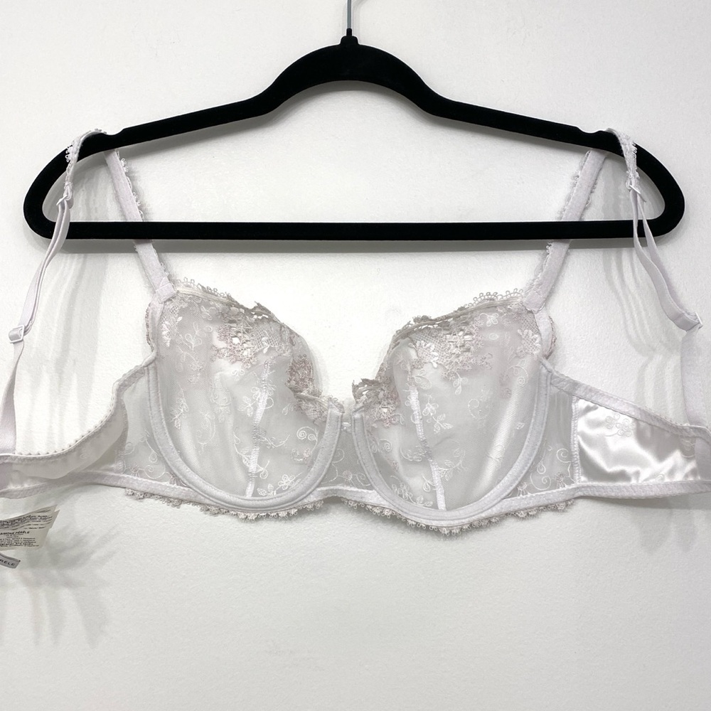 Simone Pérèle Wish Demi Bra 32E Crystal White Embroidered Underwire Bridal - Picture 9 of 15